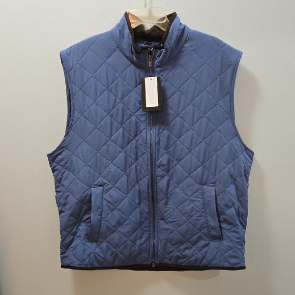 Magaschoni Men's Blue Quilted Vest Zipfront XXL NWT 💙🤎💙🤎 - Picture 1 of 9
